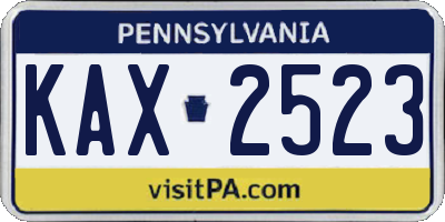 PA license plate KAX2523