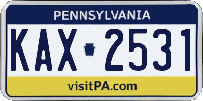 PA license plate KAX2531