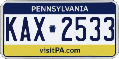 PA license plate KAX2533