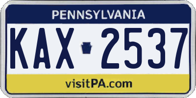 PA license plate KAX2537