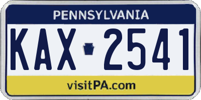 PA license plate KAX2541