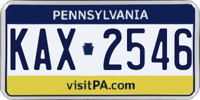 PA license plate KAX2546