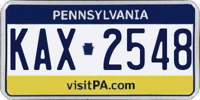 PA license plate KAX2548