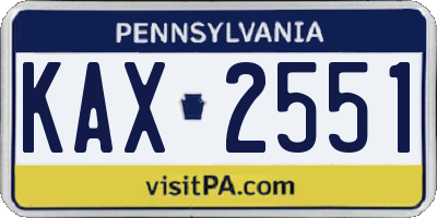 PA license plate KAX2551