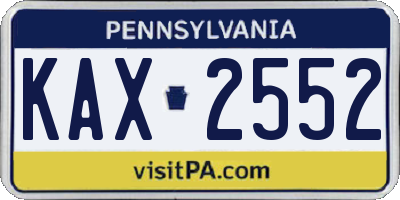 PA license plate KAX2552