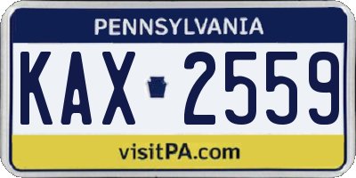 PA license plate KAX2559