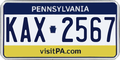 PA license plate KAX2567