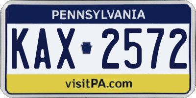 PA license plate KAX2572