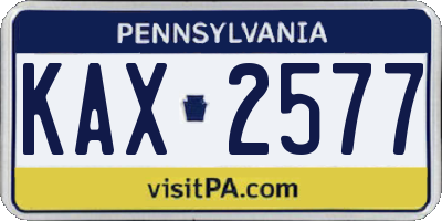 PA license plate KAX2577