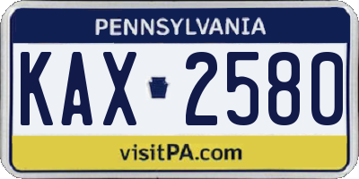 PA license plate KAX2580