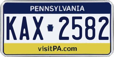 PA license plate KAX2582