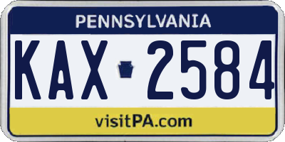 PA license plate KAX2584