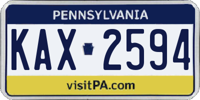 PA license plate KAX2594