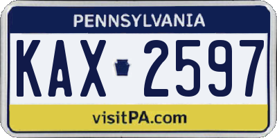 PA license plate KAX2597