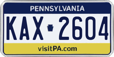 PA license plate KAX2604