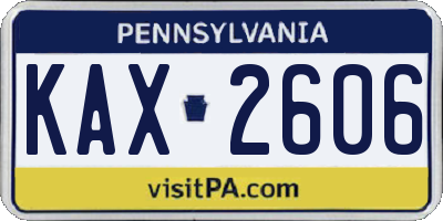 PA license plate KAX2606