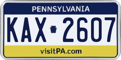 PA license plate KAX2607