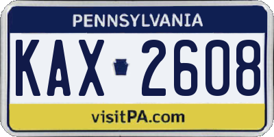 PA license plate KAX2608