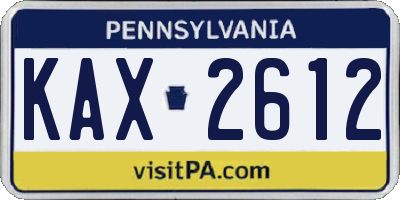 PA license plate KAX2612