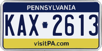 PA license plate KAX2613