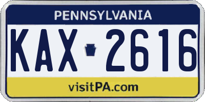 PA license plate KAX2616