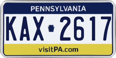 PA license plate KAX2617
