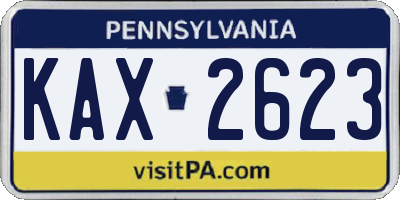 PA license plate KAX2623
