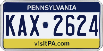 PA license plate KAX2624