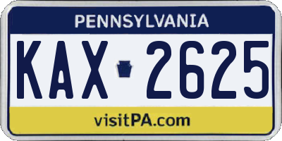 PA license plate KAX2625