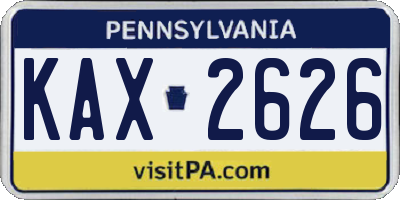 PA license plate KAX2626