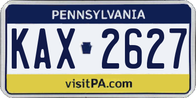 PA license plate KAX2627