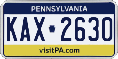 PA license plate KAX2630