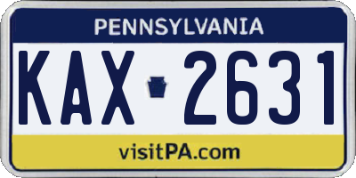 PA license plate KAX2631