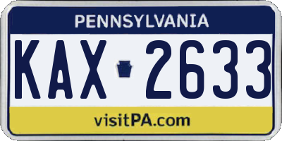 PA license plate KAX2633