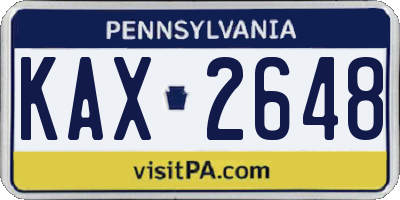 PA license plate KAX2648