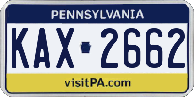PA license plate KAX2662