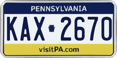 PA license plate KAX2670