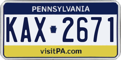 PA license plate KAX2671