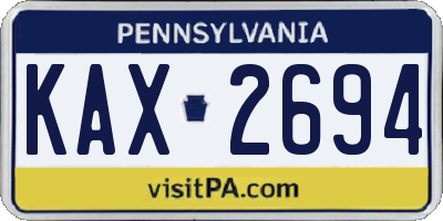 PA license plate KAX2694