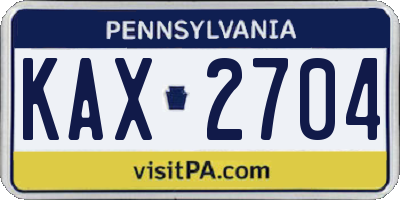 PA license plate KAX2704
