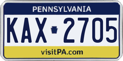 PA license plate KAX2705