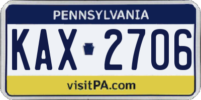 PA license plate KAX2706