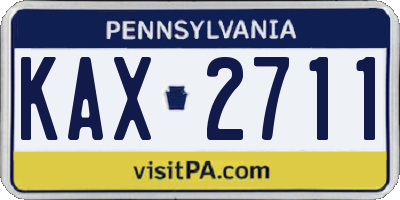PA license plate KAX2711