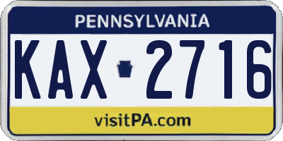 PA license plate KAX2716