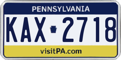 PA license plate KAX2718