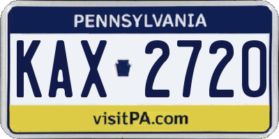 PA license plate KAX2720