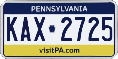 PA license plate KAX2725