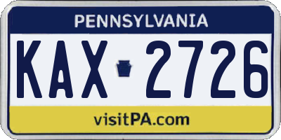 PA license plate KAX2726