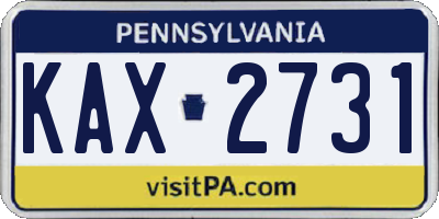 PA license plate KAX2731