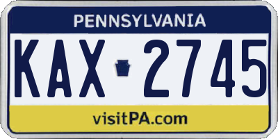 PA license plate KAX2745